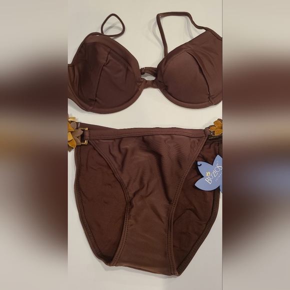 Buzios 2pc Brazilian Leather Floral Bikini Set - Picture 8 of 12